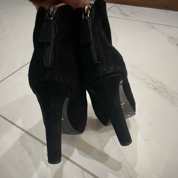 Prada Black Suede Lace Up Booties - Size 35 - Picture 6 of 13